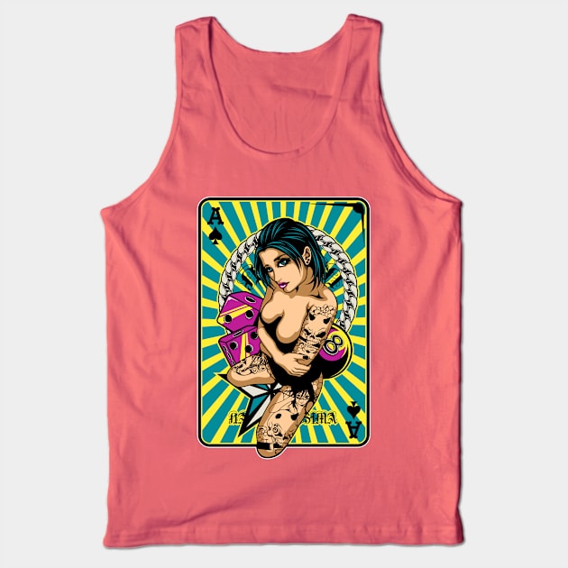 Tattooed Game Pin-Up Girl V1 Tank Top by fatline